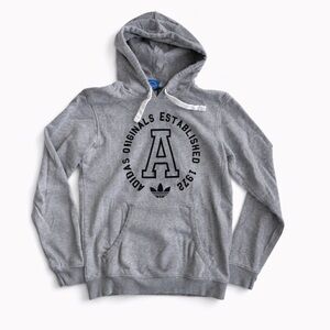 Adidas Originals Gray Pullover Hoodie Large Trefoil Logo Streetwear Sweatshirt